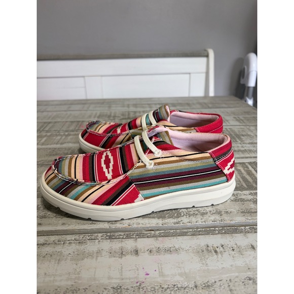 Ariat Kids Southwestern Stripe Canvas Slip On Shoes Toddler Size 2C - Picture 6 of 9